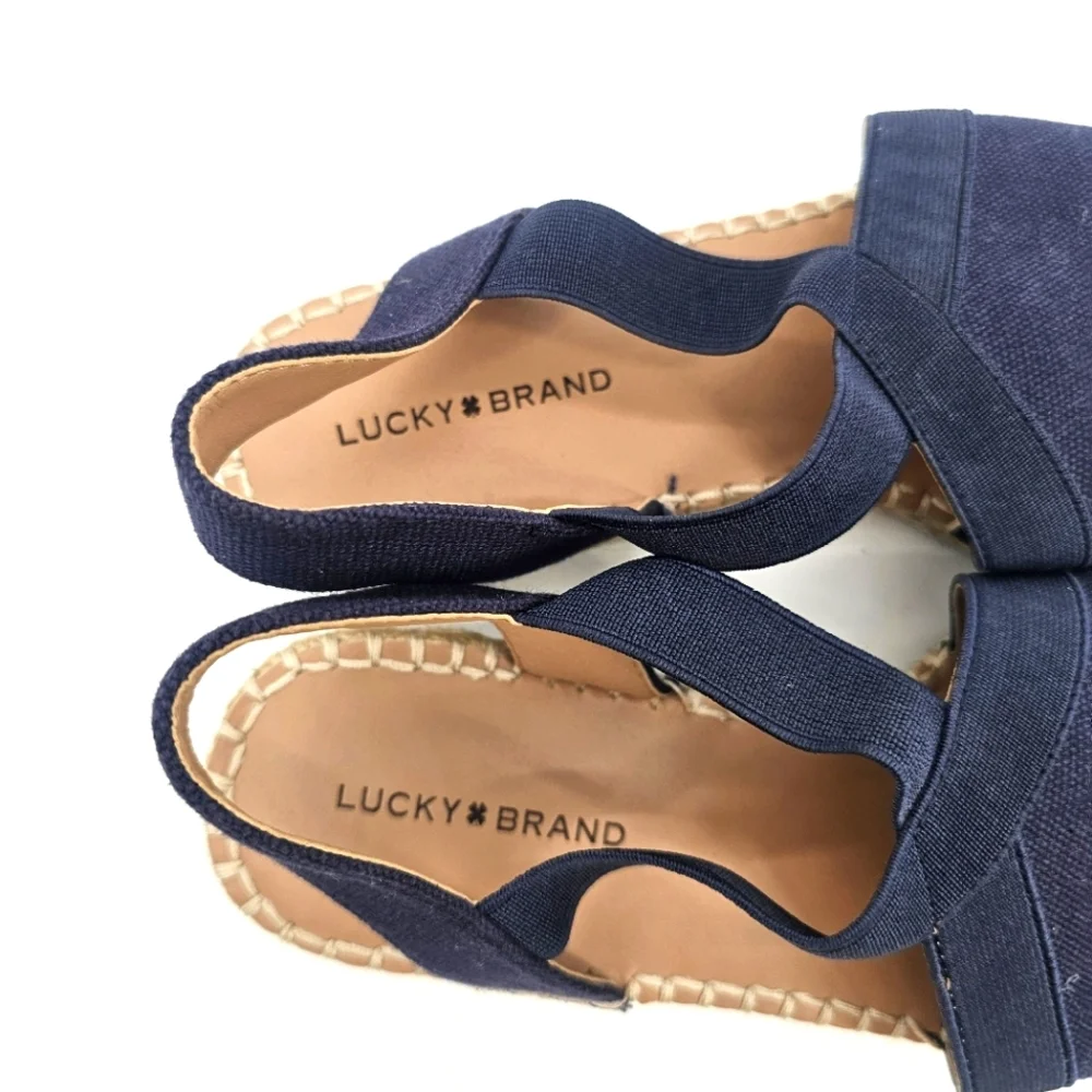 Lucky Brand Navy Canvas Espadrille Slingback Flats